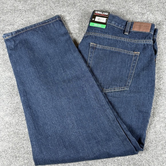 Kirkland Signature Jeans Mens 38x30 Blue Denim Straight Classic Fit 100% Cotton - Picture 1 of 13